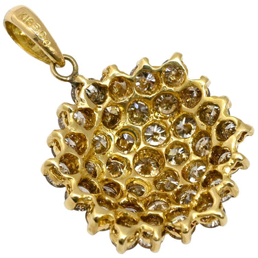 ノンブランド NON BRAND パヴェダイヤ イエローゴールド K18YG ダイヤモンド ペンダントトップ フラワー ネックレストップ