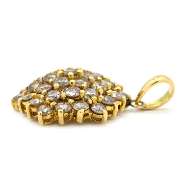 ノンブランド NON BRAND パヴェダイヤ イエローゴールド K18YG ダイヤモンド ペンダントトップ フラワー ネックレストップ