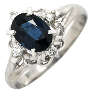 ノンブランド NON BRAND ブルーサファイア ダイヤリング プラチナシルバー Pt850 サファイア ダイヤモンド リング 指輪 青 11.5号