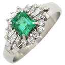 ノンブランド NON BRAND エメラルド ダイヤモンド リング プラチナシルバー Pt900 エメラルド ダイヤモンド リング 指輪 グリーン 緑 スクエア 11号