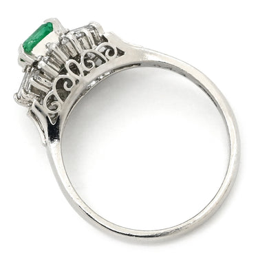 ノンブランド NON BRAND エメラルド ダイヤモンド リング プラチナシルバー Pt900 エメラルド ダイヤモンド リング 指輪 グリーン 緑 スクエア 11号