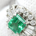ノンブランド NON BRAND エメラルド ダイヤモンド リング プラチナシルバー Pt900 エメラルド ダイヤモンド リング 指輪 グリーン 緑 スクエア 11号