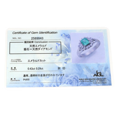 ノンブランド NON BRAND エメラルド ダイヤモンド リング プラチナシルバー Pt900 エメラルド ダイヤモンド リング 指輪 グリーン 緑 スクエア 11号