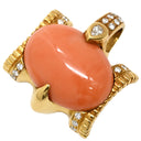 ノンブランド NON BRAND 珊瑚 ダイヤ イエローゴールド K18YG ダイヤモンド 珊瑚 ペンダントトップ 赤 サンゴ ダイヤモンド YG 750 ネックレストップ