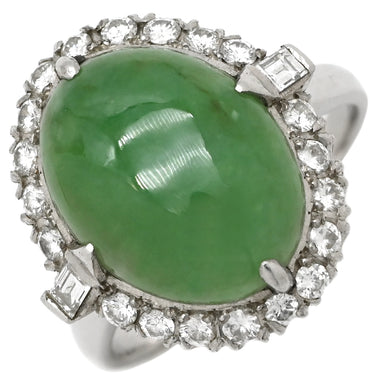 ノンブランド NON BRAND ヒスイ ダイヤリング プラチナシルバー Pt900 ヒスイ ダイヤモンド リング 指輪 翡翠 グリーン 10.5号