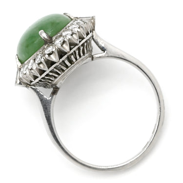 ノンブランド NON BRAND ヒスイ ダイヤリング プラチナシルバー Pt900 ヒスイ ダイヤモンド リング 指輪 翡翠 グリーン 10.5号