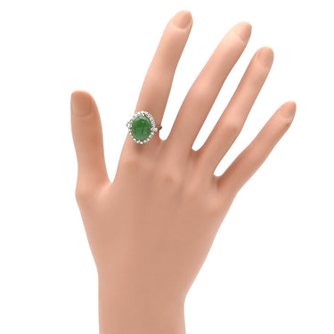 ノンブランド NON BRAND ヒスイ ダイヤリング プラチナシルバー Pt900 ヒスイ ダイヤモンド リング 指輪 翡翠 グリーン 10.5号