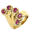 ノンブランド NON BRAND ルビー ダイヤリング イエローゴールド×レッド K18YG ダイヤモンド ルビー リング 指輪 Au750 18K 18金 11号