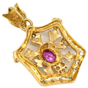 ノンブランド NON BRAND イエローゴールド K18YG ダイヤモンド ルビー ペンダントトップ Au750 18K 18金 ダイヤ ルビー ペンダントトップ エンブレムモチーフ