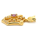 ノンブランド NON BRAND イエローゴールド K18YG ダイヤモンド ルビー ペンダントトップ Au750 18K 18金 ダイヤ ルビー ペンダントトップ エンブレムモチーフ