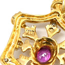 ノンブランド NON BRAND イエローゴールド K18YG ダイヤモンド ルビー ペンダントトップ Au750 18K 18金 ダイヤ ルビー ペンダントトップ エンブレムモチーフ