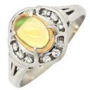 ノンブランド NON BRAND ファイアオパール ダイヤリング プラチナシルバー Pt900 オパール ダイヤモンド リング 指輪 メキシコオパール 11号