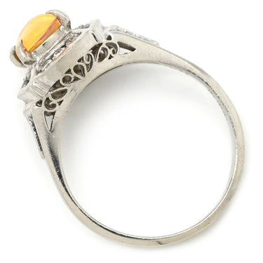 ノンブランド NON BRAND ファイアオパール ダイヤリング プラチナシルバー Pt900 オパール ダイヤモンド リング 指輪 メキシコオパール 11号