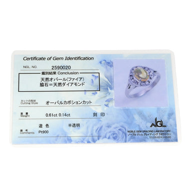 ノンブランド NON BRAND ファイアオパール ダイヤリング プラチナシルバー Pt900 オパール ダイヤモンド リング 指輪 メキシコオパール 11号