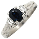 ノンブランド NON BRAND ブルーサファイア ダイヤリング プラチナシルバー Pt850 サファイア ダイヤモンド リング 指輪 青 立爪 14号