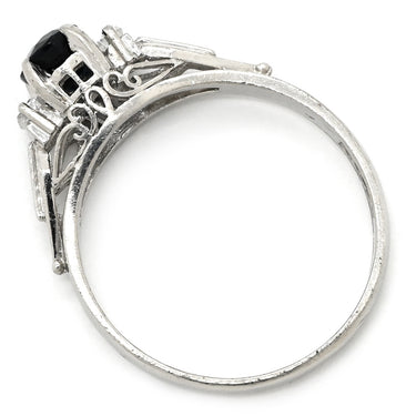 ノンブランド NON BRAND ブルーサファイア ダイヤリング プラチナシルバー Pt850 サファイア ダイヤモンド リング 指輪 青 立爪 14号