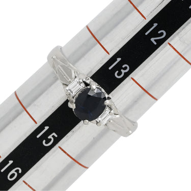 ノンブランド NON BRAND ブルーサファイア ダイヤリング プラチナシルバー Pt850 サファイア ダイヤモンド リング 指輪 青 立爪 14号