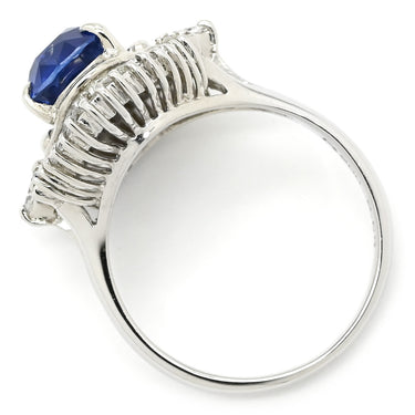 ノンブランド NON BRAND ブルーサファイア ダイヤリング プラチナシルバー Pt900 サファイア ダイヤモンド リング 指輪 ロイヤルブルー 青 10.5号