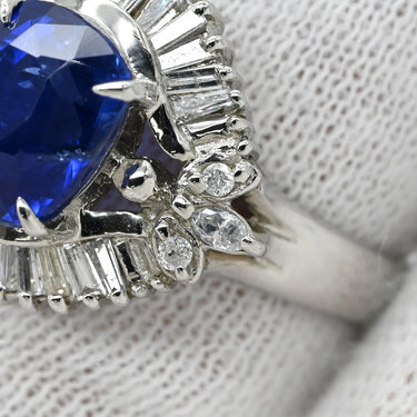 ノンブランド NON BRAND ブルーサファイア ダイヤリング プラチナシルバー Pt900 サファイア ダイヤモンド リング 指輪 ロイヤルブルー 青 10.5号