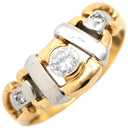 ノンブランド NON BRAND ダイヤリング イエローゴールド×プラチナシルバー K18YG Pt900 ダイヤモンド リング 指輪 Pt900 イエローゴールド プラチナ コンビ 3P 3粒 ダイヤ 10.5号