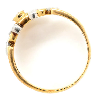 ノンブランド NON BRAND ダイヤリング イエローゴールド×プラチナシルバー K18YG Pt900 ダイヤモンド リング 指輪 Pt900 イエローゴールド プラチナ コンビ 3P 3粒 ダイヤ 10.5号