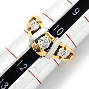 ノンブランド NON BRAND ダイヤリング イエローゴールド×プラチナシルバー K18YG Pt900 ダイヤモンド リング 指輪 Pt900 イエローゴールド プラチナ コンビ 3P 3粒 ダイヤ 10.5号