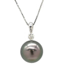 ノンブランド NON BRAND ネックレス パールブラック K18WG パール ダイヤモンド ネックレス 黒 黒蝶パール 真珠 750 ホワイトゴールド ブラック パール ダイヤ