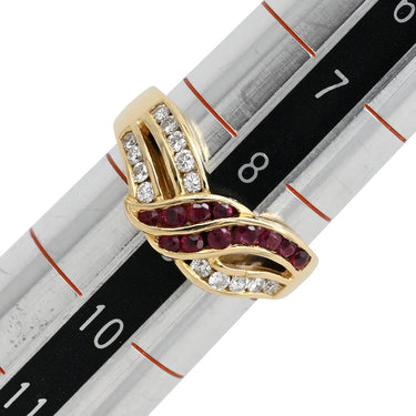 ノンブランド NON BRAND ルビー ダイヤ リング イエローゴールド K18YG ルビー ダイヤモンド リング 指輪 Au750 18K 18金 レッド 赤 8.5号