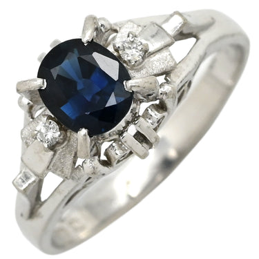 ノンブランド NON BRAND ブルーサファイア ダイヤリング プラチナシルバー Pt900 サファイア ダイヤモンド リング 指輪 青 12号