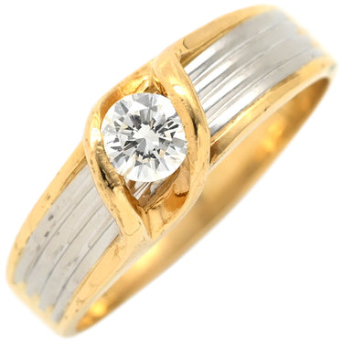 ノンブランド NON BRAND ダイヤリング イエローゴールド×プラチナシルバー K18YG Pt900 ダイヤモンド リング 指輪 Pt900 イエローゴールド プラチナ コンビ 1P 1粒ダイヤ 15号