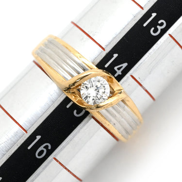 ノンブランド NON BRAND ダイヤリング イエローゴールド×プラチナシルバー K18YG Pt900 ダイヤモンド リング 指輪 Pt900 イエローゴールド プラチナ コンビ 1P 1粒ダイヤ 15号