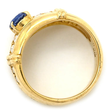 ノンブランド NON BRAND ブルーサファイア ダイヤ イエローゴールド×ブルー K18YG サファイア ダイヤモンド リング 指輪 Au750 18K 18金 ダイヤ ジュエリー 10号