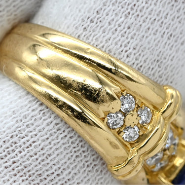 ノンブランド NON BRAND ブルーサファイア ダイヤ イエローゴールド×ブルー K18YG サファイア ダイヤモンド リング 指輪 Au750 18K 18金 ダイヤ ジュエリー 10号