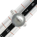 ノンブランド NON BRAND ブラック×プラチナシルバー Pt900 パール ダイヤモンド リング 指輪 1P 1粒 黒蝶パール 真珠 ダイヤ プラチナム 8.5号