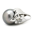 ノンブランド NON BRAND 黒蝶パール ダイヤ ホワイトゴールド K14WG ダイヤモンド ペンダントトップ シルバー