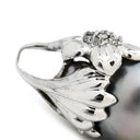 ノンブランド NON BRAND 黒蝶パール ダイヤ ホワイトゴールド K14WG ダイヤモンド ペンダントトップ シルバー