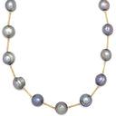 ノンブランド NON BRAND ステーションネックレス ホワイトゴールド K18WG パール ネックレス 淡水パール 真珠 750 ホワイトゴールド シルバーグレー パール