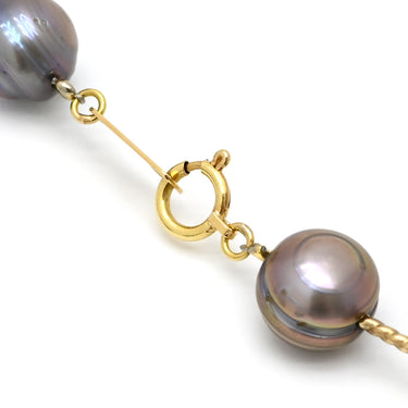 ノンブランド NON BRAND ステーションネックレス ホワイトゴールド K18WG パール ネックレス 淡水パール 真珠 750 ホワイトゴールド シルバーグレー パール