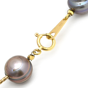 ノンブランド NON BRAND ステーションネックレス ホワイトゴールド K18WG パール ネックレス 淡水パール 真珠 750 ホワイトゴールド シルバーグレー パール