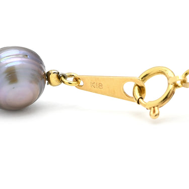 ノンブランド NON BRAND ステーションネックレス ホワイトゴールド K18WG パール ネックレス 淡水パール 真珠 750 ホワイトゴールド シルバーグレー パール