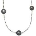 ノンブランド NON BRAND ステーションネックレス パールブラック K18WG パール ネックレス 黒 黒蝶パール 真珠 750 ホワイトゴールド ブラック パール