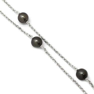 ノンブランド NON BRAND ステーションネックレス パールブラック K18WG パール ネックレス 黒 黒蝶パール 真珠 750 ホワイトゴールド ブラック パール