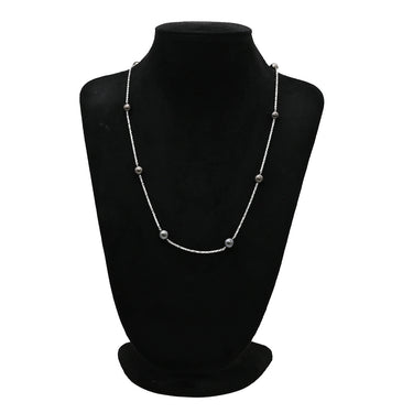 ノンブランド NON BRAND ステーションネックレス パールブラック K18WG パール ネックレス 黒 黒蝶パール 真珠 750 ホワイトゴールド ブラック パール