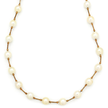 ノンブランド NON BRAND パール ネックレス イエローゴールド K18YG パール ネックレス Au750 18K 18金 あこやパール ステーション