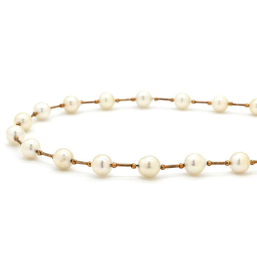 ノンブランド NON BRAND パール ネックレス イエローゴールド K18YG パール ネックレス Au750 18K 18金 あこやパール ステーション