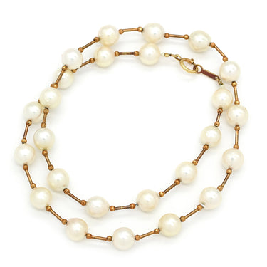 ノンブランド NON BRAND パール ネックレス イエローゴールド K18YG パール ネックレス Au750 18K 18金 あこやパール ステーション