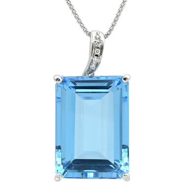 ノンブランド NON BRAND ブルートパーズ ダイヤ ホワイトゴールド K18WG ブルートパーズ ダイヤモンド ネックレス 青 ブルー ネックレス ダイヤモンド 四角