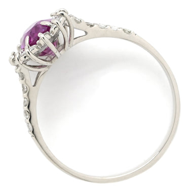 ノンブランド NON BRAND サファイア ダイヤリング プラチナシルバー Pt900 サファイア ダイヤモンド リング 指輪 紫 ピンク 非加熱 14号