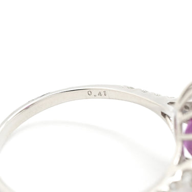 ノンブランド NON BRAND サファイア ダイヤリング プラチナシルバー Pt900 サファイア ダイヤモンド リング 指輪 紫 ピンク 非加熱 14号