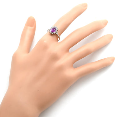 ノンブランド NON BRAND サファイア ダイヤリング プラチナシルバー Pt900 サファイア ダイヤモンド リング 指輪 紫 ピンク 非加熱 14号